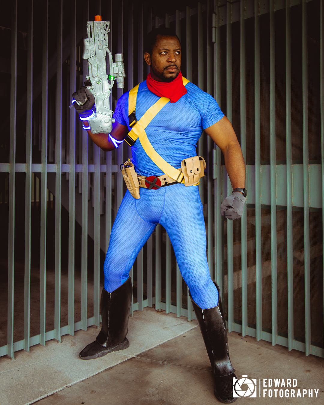 Bishop from X-Men with energy-charged arm