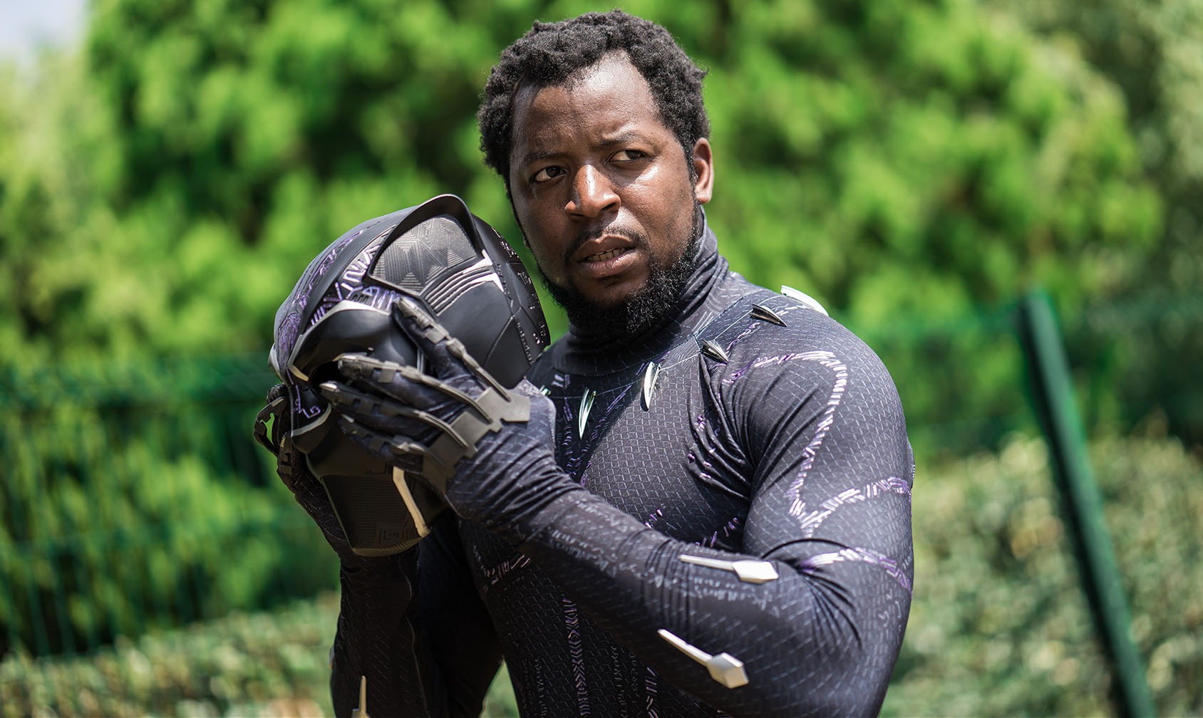 Black Panther cosplay with helmet