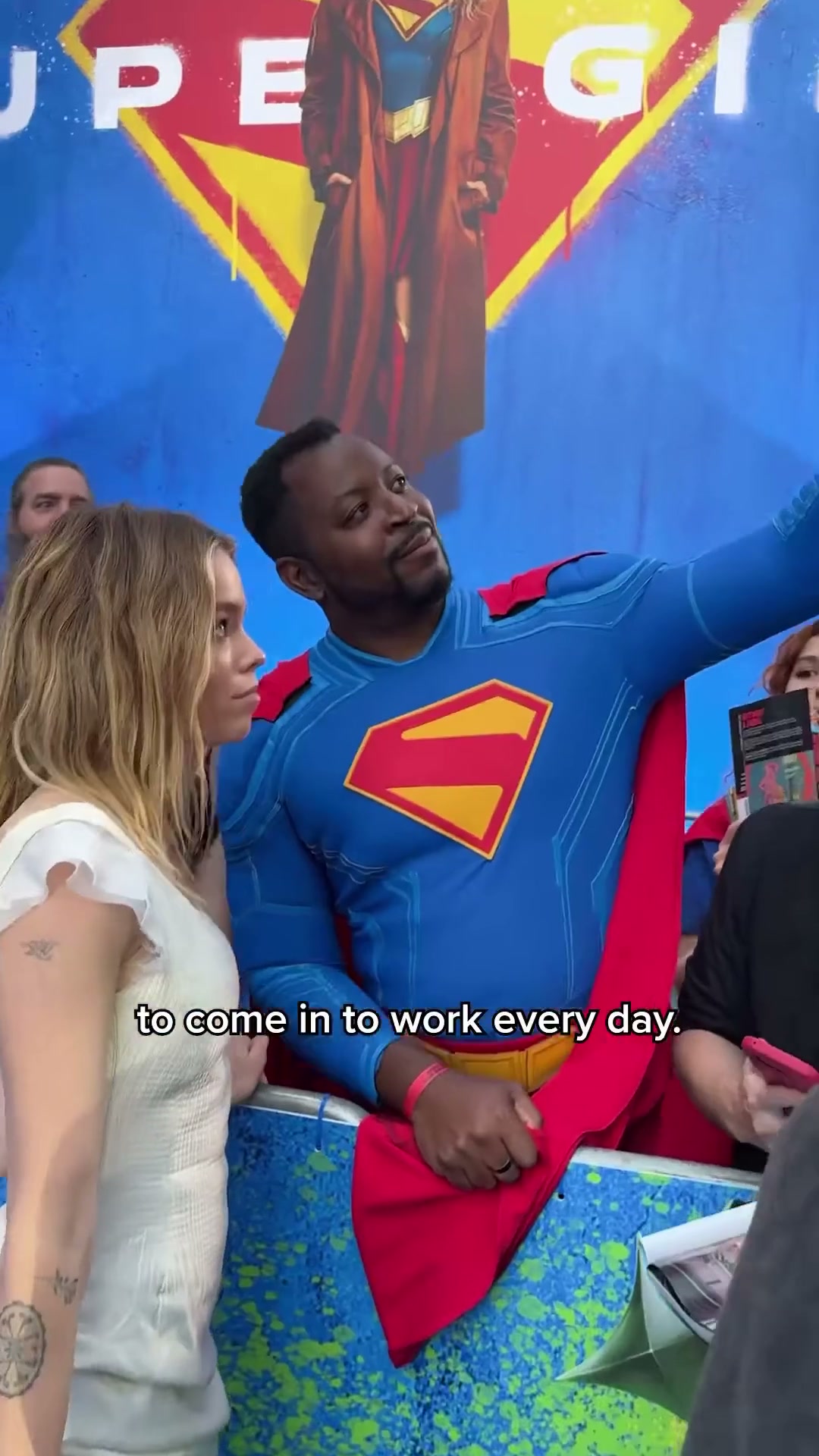 Ugo as Superman at the Supergirl fan screening at Cineworld Leicester Square
