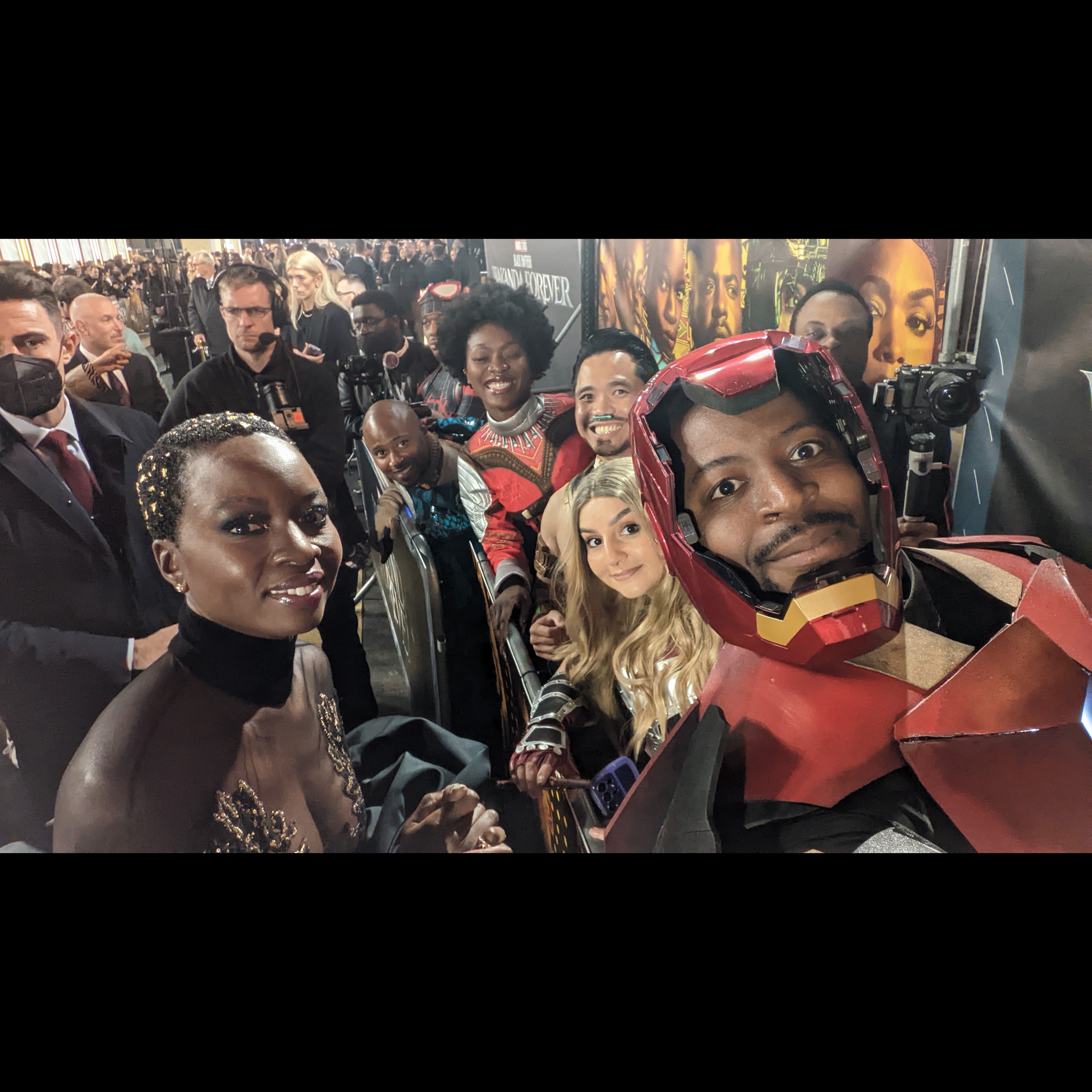 Selfie with Danai Gurira in Ironheart armour at Wakanda Forever premiere